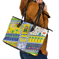 New Caledonia Christmas Leather Tote Bag Festive Beach Vibes - Polynesian Pride