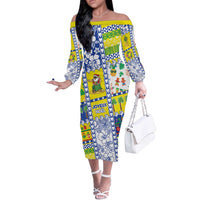 New Caledonia Christmas Off The Shoulder Long Sleeve Dress Festive Beach Vibes - Polynesian Pride