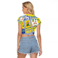 New Caledonia Christmas Raglan Cropped T Shirt Festive Beach Vibes - Polynesian Pride