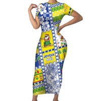 New Caledonia Christmas Short Sleeve Bodycon Dress Festive Beach Vibes - Polynesian Pride
