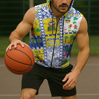 New Caledonia Christmas Sleeveless Zip Hoodie Festive Beach Vibes - Polynesian Pride