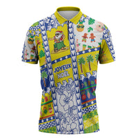 New Caledonia Christmas Zipper Polo Shirt Festive Beach Vibes LT05 Yellow - Polynesian Pride