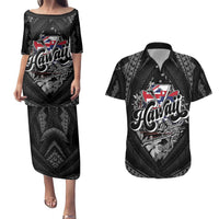Hawaii November 28th Couples Matching Puletasi and Hawaiian Shirt Kanaka Maoli Tribal Pattern LT05 Black - Polynesian Pride