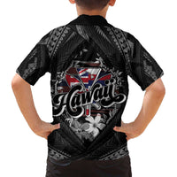 Hawaii November 28th Family Matching Off The Shoulder Long Sleeve Dress and Hawaiian Shirt Kanaka Maoli Tribal Pattern - Polynesian Pride