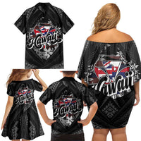 Hawaii November 28th Family Matching Off Shoulder Short Dress and Hawaiian Shirt Kanaka Maoli Tribal Pattern - Polynesian Pride
