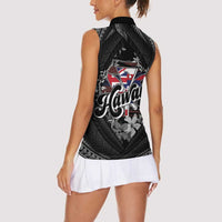 Hawaii November 28th Women Sleeveless Polo Shirt Kanaka Maoli Tribal Pattern - Polynesian Pride