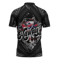 Hawaii November 28th Zipper Polo Shirt Kanaka Maoli Tribal Pattern - Polynesian Pride