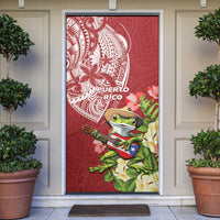 Puerto Rico Coqui Frog Door Cover Tropical Flowers Polynesian Style LT05 Red - Polynesian Pride