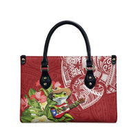 Puerto Rico Coqui Frog Leather Bag Tropical Flowers Polynesian Style LT05 - Polynesian Pride
