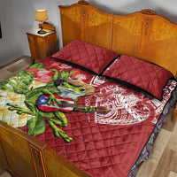 Puerto Rico Coqui Frog Quilt Bed Set Tropical Flowers Polynesian Style LT05 - Polynesian Pride