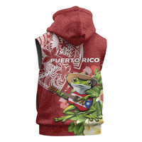 Puerto Rico Coqui Frog Sleeveless Hoodie Tropical Flowers Polynesian Style LT05 - Polynesian Pride