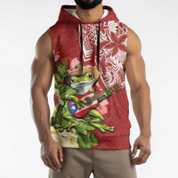 Puerto Rico Coqui Frog Sleeveless Hoodie Tropical Flowers Polynesian Style LT05 - Polynesian Pride