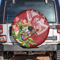 Puerto Rico Coqui Frog Spare Tire Cover Tropical Flowers Polynesian Style LT05 Red - Polynesian Pride