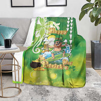 Hawaii Saint Patrick's Day Blanket Funny Surfing Leprechaun