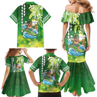 Hawaii Saint Patrick's Day Family Matching Mermaid Dress and Hawaiian Shirt Funny Surfing Leprechaun