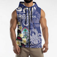 Personalised Hafa Adai Guam Sleeveless Zip Hoodie Latte Stone With Coconut Crab