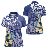 Personalised Hafa Adai Guam Women Polo Shirt Latte Stone With Coconut Crab