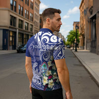 Personalised Hafa Adai Guam Zipper Polo Shirt Latte Stone With Coconut Crab