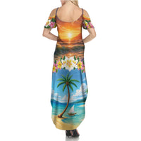 Guam Family Matching Summer Maxi Dress and Hawaiian Shirt Eternal Summer Sunset Beach