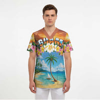 Guam Scrub Top Eternal Summer Sunset Beach