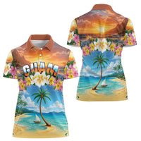Guam Women Polo Shirt Eternal Summer Sunset Beach