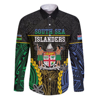 Personalised South Sea Islanders And Fiji Family Matching Off The Shoulder Long Sleeve Dress and Hawaiian Shirt Kanakas Fijian Tapa Pattern