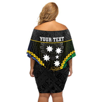 Personalised South Sea Islanders And Fiji Off Shoulder Short Dress Kanakas Fijian Tapa Pattern LT05 - Polynesian Pride