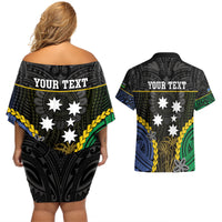 Personalised South Sea Islanders And Solomon Islands Couples Matching Off Shoulder Short Dress and Hawaiian Shirt Kanakas Polynesian Pattern LT05 - Polynesian Pride