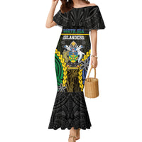 Personalised South Sea Islanders And Solomon Islands Mermaid Dress Kanakas Polynesian Pattern LT05 Women Black - Polynesian Pride
