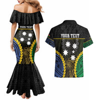 Personalised South Sea Islanders And Vanuatu Couples Matching Mermaid Dress and Hawaiian Shirt Kanakas Sand Drawing Pattern LT05 - Polynesian Pride