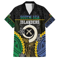 Personalised South Sea Islanders And Vanuatu Hawaiian Shirt Kanakas Sand Drawing Pattern LT05 Black - Polynesian Pride