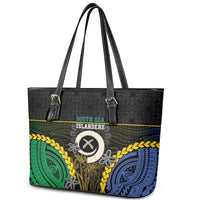 South Sea Islanders And Vanuatu Leather Tote Bag Kanakas Sand Drawing Pattern