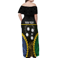 Personalised South Sea Islanders And Vanuatu Off Shoulder Maxi Dress Kanakas Sand Drawing Pattern LT05 - Polynesian Pride