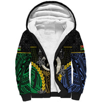 Personalised South Sea Islanders And Vanuatu Sherpa Hoodie Kanakas Sand Drawing Pattern LT05 Unisex Black - Polynesian Pride