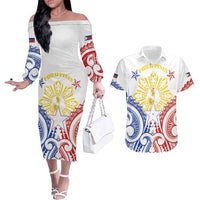 Philippines Couples Matching Off The Shoulder Long Sleeve Dress and Hawaiian Shirt Katipunan Andres Bonifacio