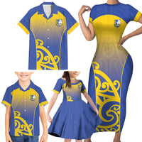 Custom James Cook High School Family Matching Short Sleeve Bodycon Dress and Hawaiian Shirt Maori Koru Pattern