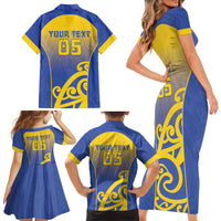 Custom James Cook High School Family Matching Short Sleeve Bodycon Dress and Hawaiian Shirt Maori Koru Pattern