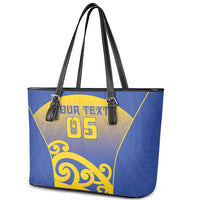 Custom James Cook High School Leather Tote Bag Maori Koru Pattern