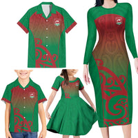 Custom Onehunga High School Family Matching Long Sleeve Bodycon Dress and Hawaiian Shirt Maori Koru Pattern