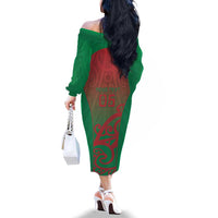 Custom Onehunga High School Family Matching Off The Shoulder Long Sleeve Dress and Hawaiian Shirt Maori Koru Pattern