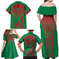 Custom Onehunga High School Family Matching Off Shoulder Maxi Dress and Hawaiian Shirt Maori Koru Pattern
