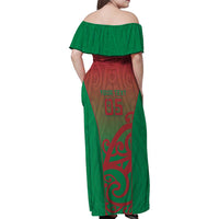 Custom Onehunga High School Family Matching Off Shoulder Maxi Dress and Hawaiian Shirt Maori Koru Pattern