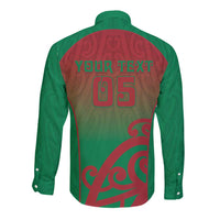 Custom Onehunga High School Long Sleeve Button Shirt Maori Koru Pattern