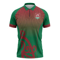 Custom Onehunga High School Zipper Polo Shirt Maori Koru Pattern