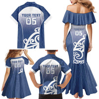 Custom New Zealand Aotea College Family Matching Mermaid Dress and Hawaiian Shirt Maori Koru Pattern