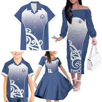 Custom New Zealand Aotea College Family Matching Off The Shoulder Long Sleeve Dress and Hawaiian Shirt Maori Koru Pattern