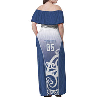 Custom New Zealand Aotea College Family Matching Off Shoulder Maxi Dress and Hawaiian Shirt Maori Koru Pattern