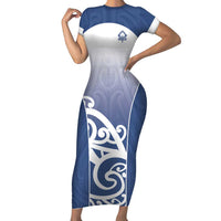 Custom New Zealand Aotea College Family Matching Short Sleeve Bodycon Dress and Hawaiian Shirt Maori Koru Pattern
