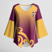 Custom Waiuku College Kimono Sleeve Blouse Maori Koru Pattern