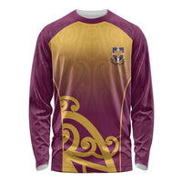 Custom Waiuku College Long Sleeve Shirt Maori Koru Pattern